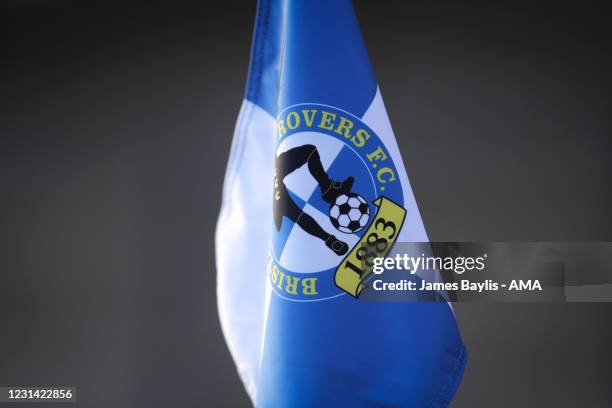 General view of a Bristol Rovers corner flag during the Sky Bet League One match between Bristol Rovers and Shrewsbury Town at Memorial Stadium on...