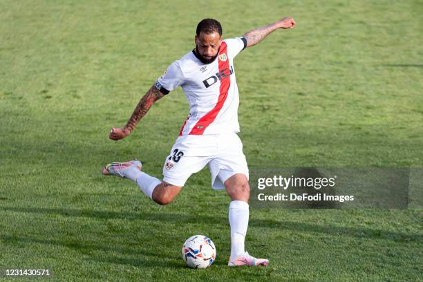 Tiago Manuel Dias Correia Bebe of Rayo Vallecano controls the ball during the Liga Smartbank match betwen Rayo Vallecano and SD Ponferradina at Campo...