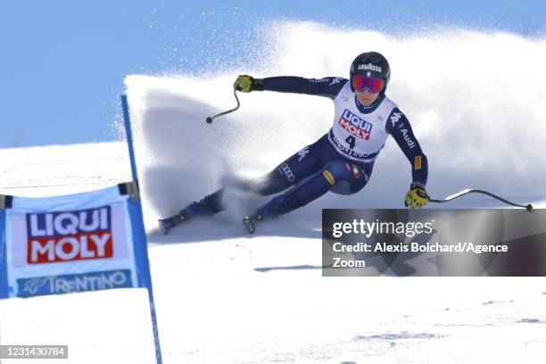 Francesca Marsaglia of Italy in action during the Audi FIS Alpine Ski World Cup Women's Super Giant Slalom on February 28, 2021 in Val di Fassa,...
