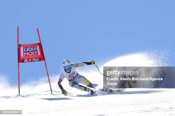 Ragnhild Mowinckel of Norway in action during the Audi FIS Alpine Ski World Cup Women's Super Giant Slalom on February 28, 2021 in Val di Fassa,...