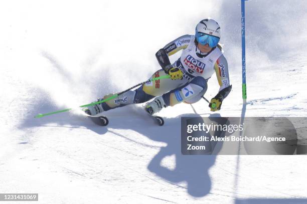 Ragnhild Mowinckel of Norway in action during the Audi FIS Alpine Ski World Cup Women's Super Giant Slalom on February 28, 2021 in Val di Fassa,...
