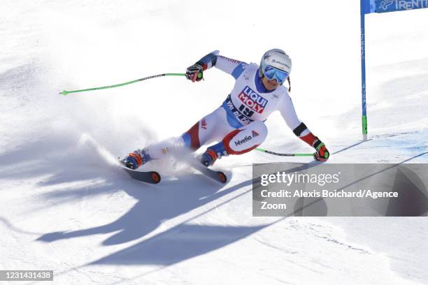 Joana Haehlen of Switzerland in action during the Audi FIS Alpine Ski World Cup Women's Super Giant Slalom on February 28, 2021 in Val di Fassa,...
