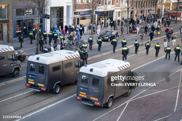 The Museumplein square in Amsterdam is cleared of demonstraters protesting against the measures to curb the spread of the coronavirus Covid-19 in...