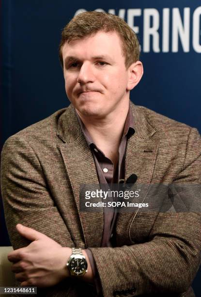 James OKeefe, founder of Project Veritas, waits to be interviewed at the 2021 Conservative Political Action Conference at the Hyatt Regency. Former...