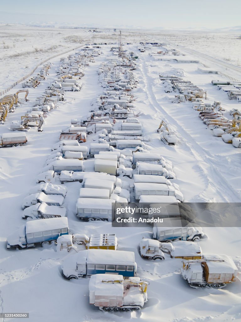 Russia's Vorkuta covered with ice and snow