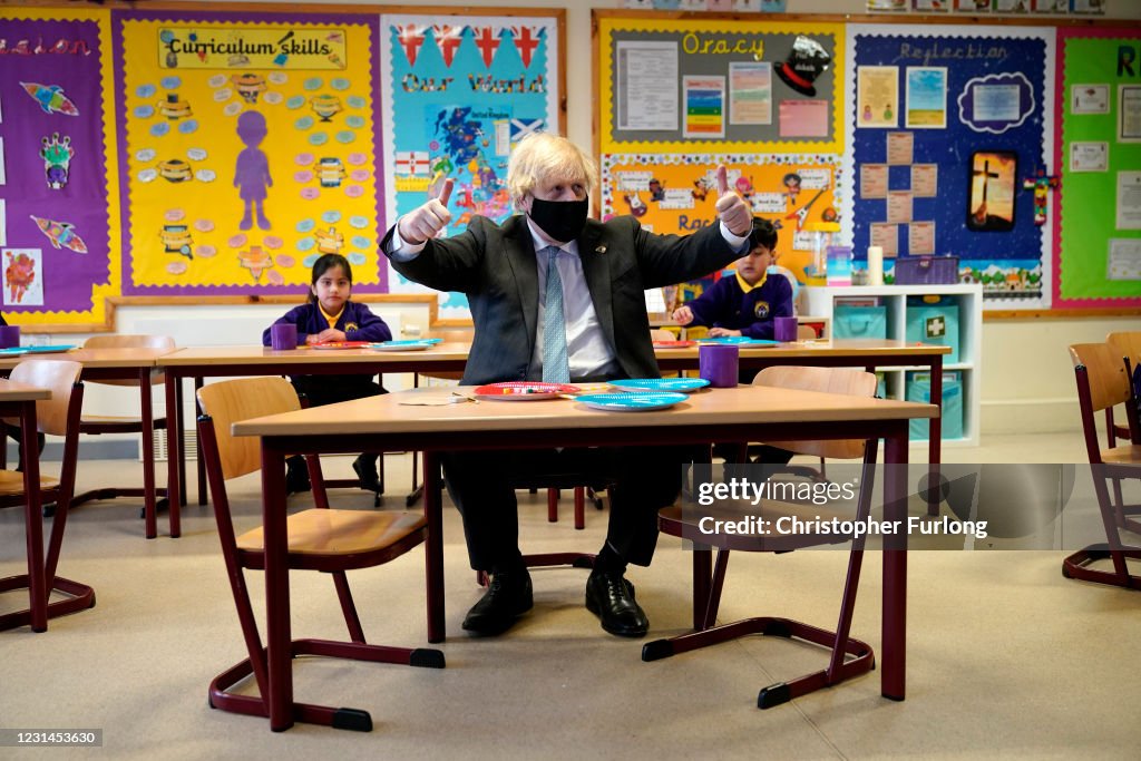 British PM Visits School In Stoke-On-Trent Ahead Of Reopening