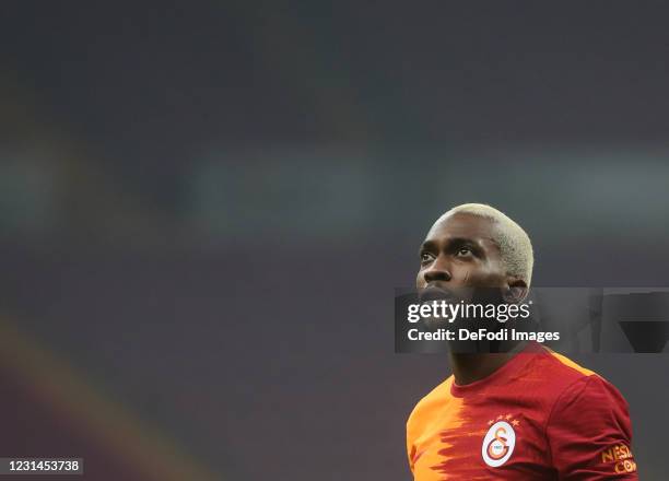 Henry Onyekuru of Galatasaray looks on during the Super Lig match between Galatasaray SK and BB Erzurumspor on February 27, 2021 in Istanbul, Turkey.