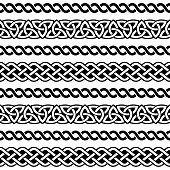 Irish Celtic seamless vector pattern, braided frame designs for greeting cards, St Patrick's Day celebration