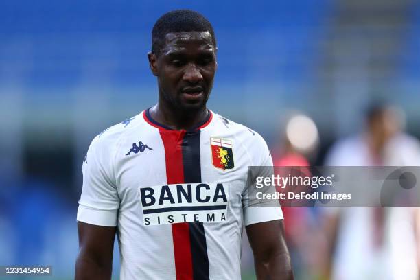 Cristian Zapata of Genoa CFC look on during the Serie A match between FC Internazionale and Genoa CFC at Stadio Giuseppe Meazza on February 28, 2021...
