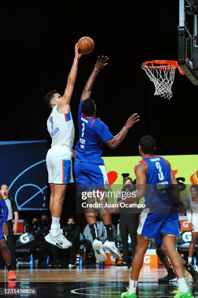 Omer Yurtseven of the Oklahoma City Blue shoots the ball against the Long Island Nets on March 1, 2021 at AdventHealth Arena in Orlando, Florida....