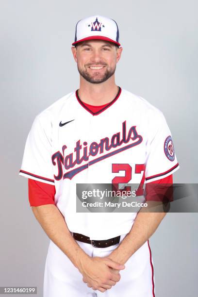 Jordy Mercer of the Washington Nationals poses during Photo Day on Friday, February 26, 2021 at the The Ballpark of the Palm Beaches in West Palm...