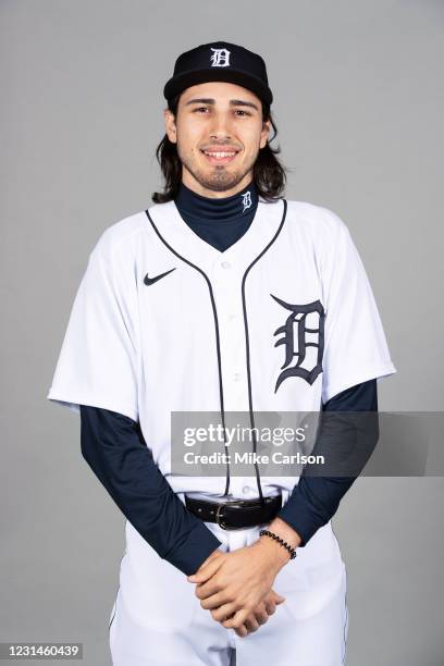 Alex Faedo of the Detroit Tigers poses during Photo Day at Publix Field at Joker Marchant Stadium on Thursday, February 25, 2021 at in Lakeland,...