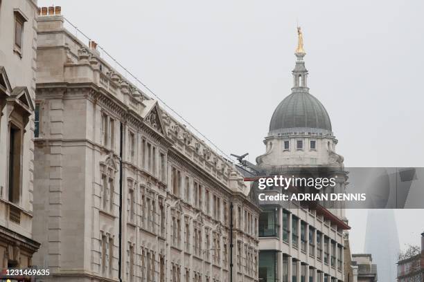 The dome of the Central Criminal Court of England and Wales, referred to as the Old Bailey, is seen from St Bartholomew's Hospital, commonly known as...