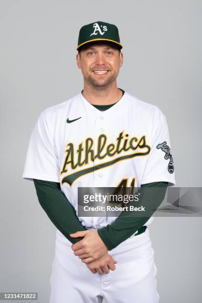 Trevor Rosenthal of the Oakland Athletics poses during Photo Day on Friday, February 26, 2021 at Hohokam Stadium in Phoenix, Arizona.