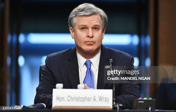 Director Christopher Wray arrives to testify before the Senate Judiciary Committee on the January 6th insurrection, in the Hart Senate Office...