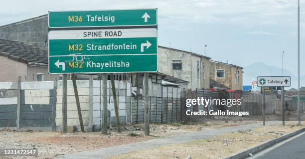 General view along AZ Berman Drive in Mitchells Plain from Beacon Valley to Tafelsig where gang violence has escalated on March 01, 2021 in...