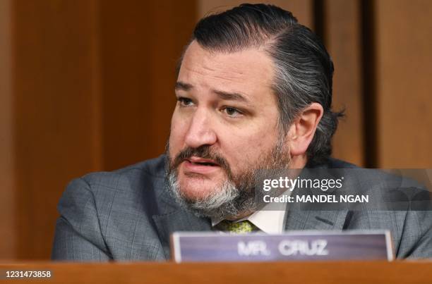 Senator Ted Cruz, R-TX, speaks as FBI Director Christopher Wray testifies before the Senate Judiciary Committee on the January 6th insurrection, in...