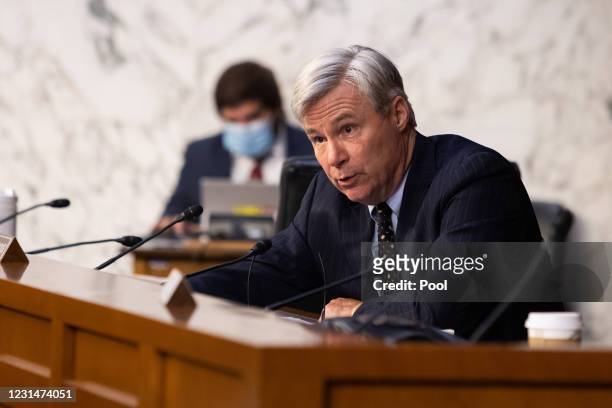 Senator Sheldon Whitehouse, speaks during the Senate Judiciary Committee about the January 6th attack on the U.S. Capitol in the Hart Senate Office...