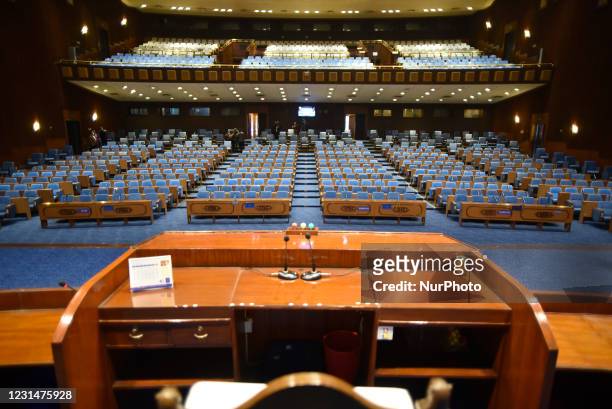 General view of arranged Federal Parliament for the upcoming session on Tuesday, March 02, 2021. President Bidya Devi Bhandari has called the House...
