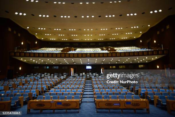 General view of arranged Federal Parliament for the upcoming session on Tuesday, March 02, 2021. President Bidya Devi Bhandari has called the House...