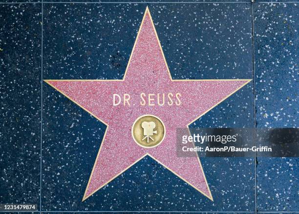 View of Dr. Seuss' star on the Walk of Fame on March 2, 2021 in Hollywood, California. Six books by Dr. Seuss that have been criticized for racial...