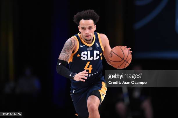 Marcus Graves of the Salt Lake City Stars handles the ball against the Fort Wayne Mad Ants on March 2, 2021 at AdventHealth Arena in Orlando,...