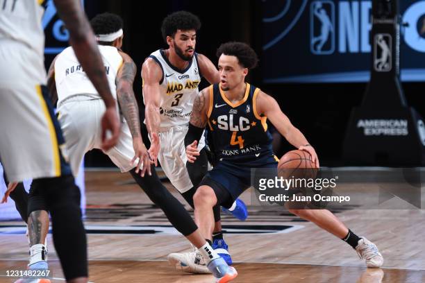 Marcus Graves of the Salt Lake City Stars handles the ball against the Fort Wayne Mad Ants on March 2, 2021 at AdventHealth Arena in Orlando,...