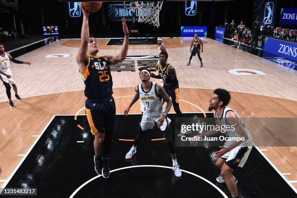 Josh Green of the Salt Lake City Stars shoots the ball against the Fort Wayne Mad Ants on March 2, 2021 at AdventHealth Arena in Orlando, Florida....