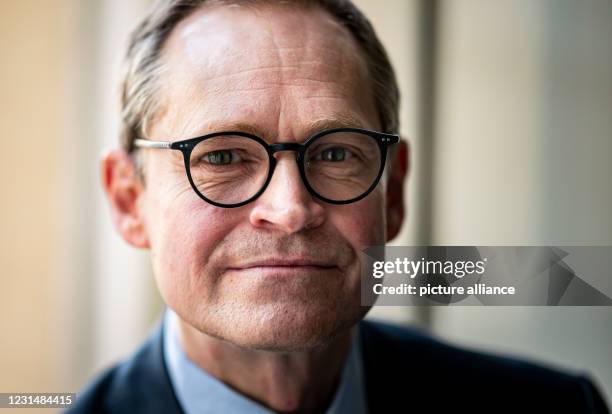 February 2021, Berlin: Michael Müller , governing mayor of Berlin, talks to dpa journalists in his office in the House of Representatives. Photo:...
