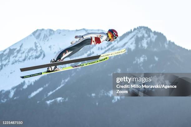 Marita Kramer of Austria in action during the FIS Nordic World Ski Championships Women's Ski Jumping HS137 Qualifications on March 2, 2021 in...