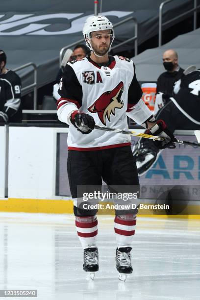 Niklas Hjalmarsson of the Arizona Coyotes skates on the ice during the second period against the Los Angeles Kings at STAPLES Center on March 3, 2021...