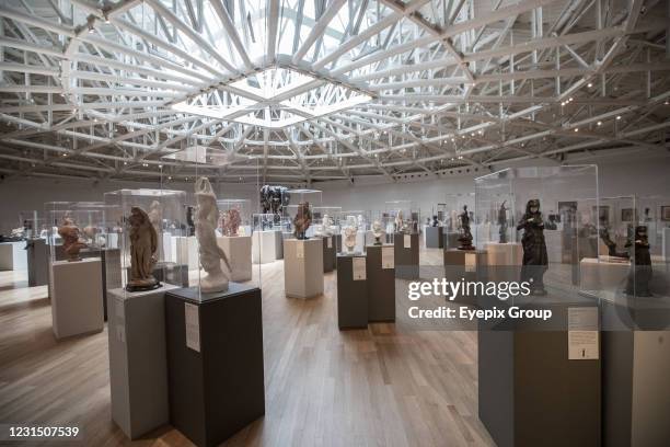 Person wears a protective mask during a tour at Soumaya Museum, as the Mexican government has allowed the museums reopening amid orange alert of...
