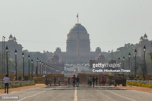 View of Rashtrapati Bhawan and Rajpath on a hot day on March 4, 2021 in New Delhi, India. The latest seasonal outlook by the India Meteorological...