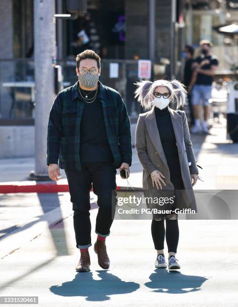 Kelly Osbourne and Daniel Nguyen are seen leaving Rocco's Weho on March 04, 2021 in Los Angeles, California.