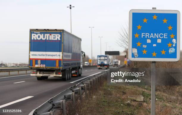 View of the border gate at Calais, after Britain left the European Union two months ago in Calais, France on March 05, 2021. The city of Calais in...