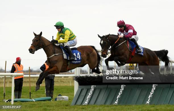 Meath , Ireland - 5 March 2021; Rambranlt'jac, with Paul Townend up, on their way to winning the Fairyhouse Dunboyne Castle Afternoon Tea Maiden...