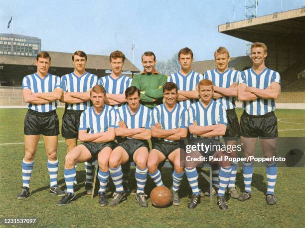 Sheffield Wednesday Football Club, circa September 1965. Left to right, back row: Don Megson, Wilf Smith, Brian Hill, Ron Springett, Peter Eustace,...