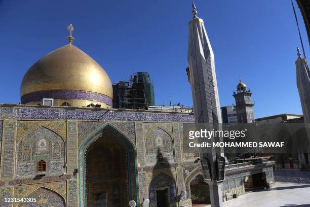 Picture shows a view of the Imam Ali shrine in Iraq's Najaf amid Pope Francis's visit to the holy city for a historic meeting with top Shiite cleric...