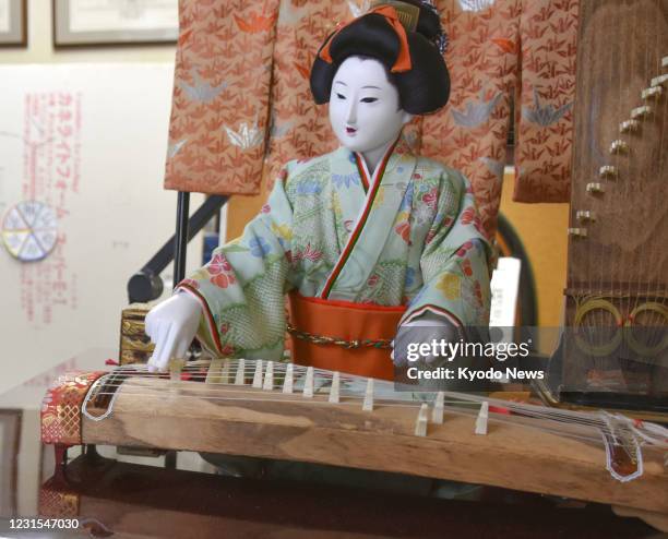 Photo taken in Neyagawa in Osaka Prefecture, western Japan, on Feb. 14 shows a mechanical doll crafted by famed Japanese doll maker Susumu Higashino...