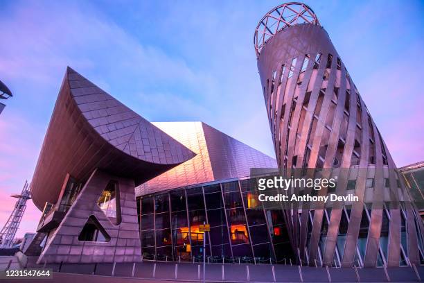 General view of the Lowry centre at Media City on March 25, 2020 in Salford, England.