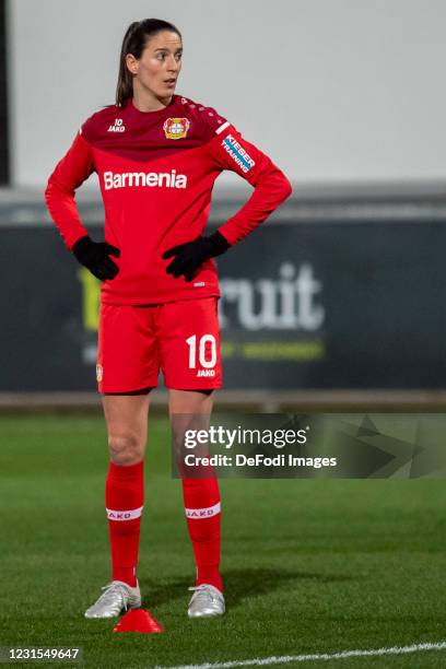 Milena Nokolic of TSV Bayer 04 Leverkusen warm up during the Flyeralarm Frauen Bundesliga match between Bayer 04 Leverkusen Women and 1. FFC Turbine...