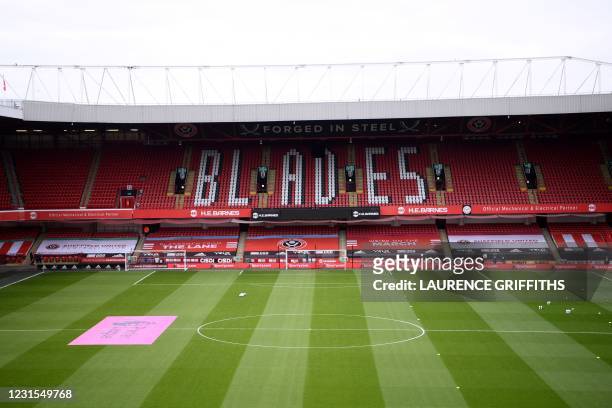 General view is seen ahead of the English Premier League football match between Sheffield United and Southampton at Bramall Lane in Sheffield,...
