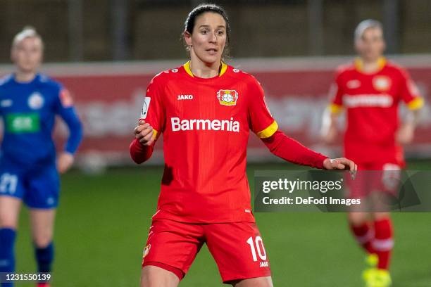 Milena Nokolic of TSV Bayer 04 Leverkusen looks on during the Flyeralarm Frauen Bundesliga match between Bayer 04 Leverkusen Women and 1. FFC Turbine...