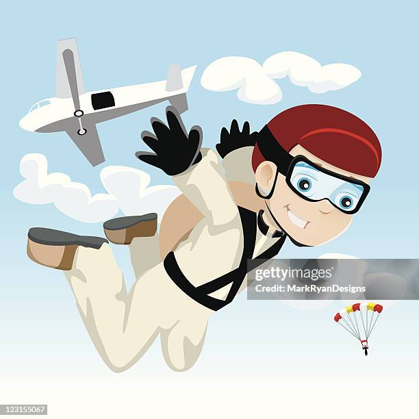 skydiver - sky diving stock illustrations