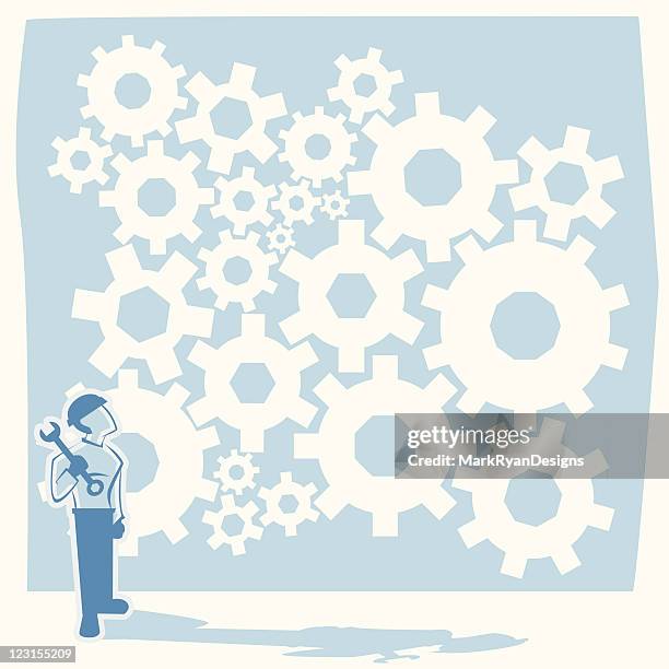 construction cogs - breaking ground construction stock illustrations