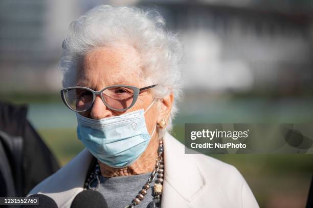 Italian holocaust survivor Liliana Segre attends the parchments awarding in memory of the new Giusti during the Giornata dei Giusti dellUmanità at...