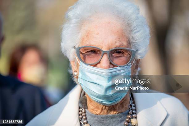 Italian holocaust survivor Liliana Segre attends the parchments awarding in memory of the new Giusti during the Giornata dei Giusti dellUmanità at...