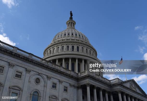 The US Capitol in Washington, DC, on March 6, 2021. - The US Senate approved the $1.9 trillion rescue package that President Joe Biden vows will...