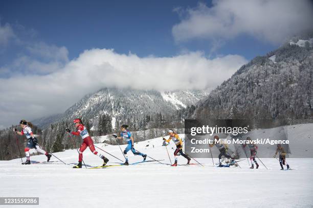 Delphine Claudel of France in action during the FIS Nordic World Ski Championships Women's Cross Country 30km Mst on March 6, 2021 in Oberstdorf,...