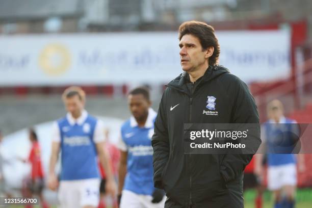 Aitor Karanka, Birmingham City manager, at full time during the Sky Bet Championship match between Barnsley and Birmingham City at Oakwell, Barnsley...